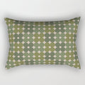 Retro Flower Geometric Pattern in Green Tones Rectangular Pillow Gallery Image 2