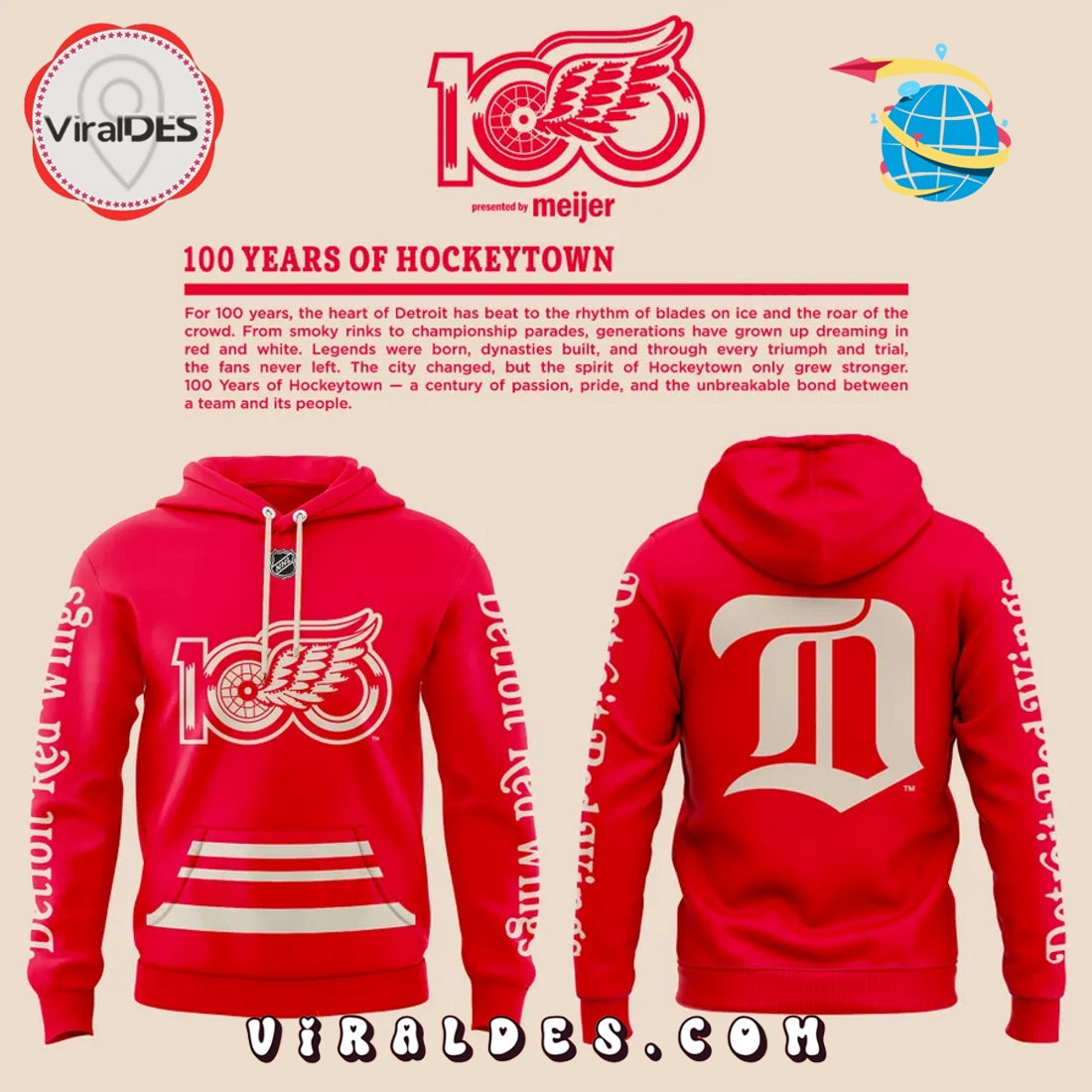 100 Years Of Hockeytown Detroit Red Wings Edition Hoodie