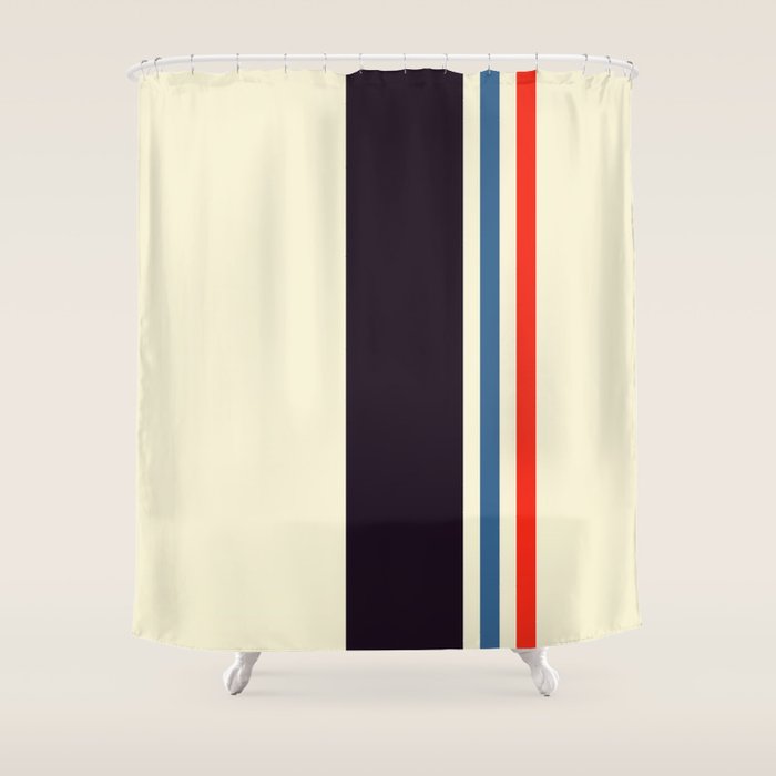 Classic Minimal Racing Car Retro Stripes - Furaribi Shower Curtain Gallery Image 1
