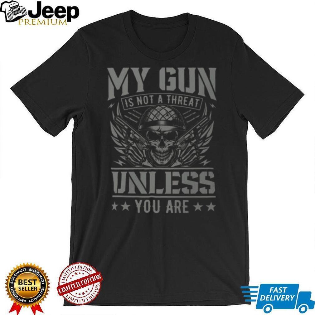 Skull and Dual Pistols “My Gun Is Not A Threat” Tactical T Shirt