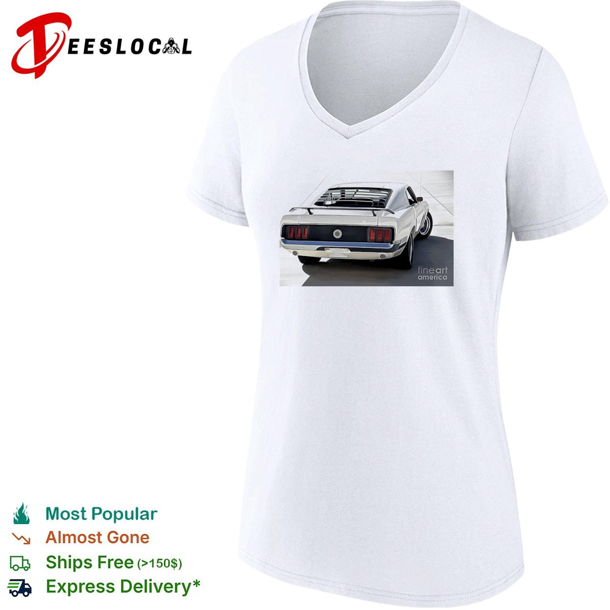 1969 Ford Mustang Fastback Classic Muscle Car Rear View shirt