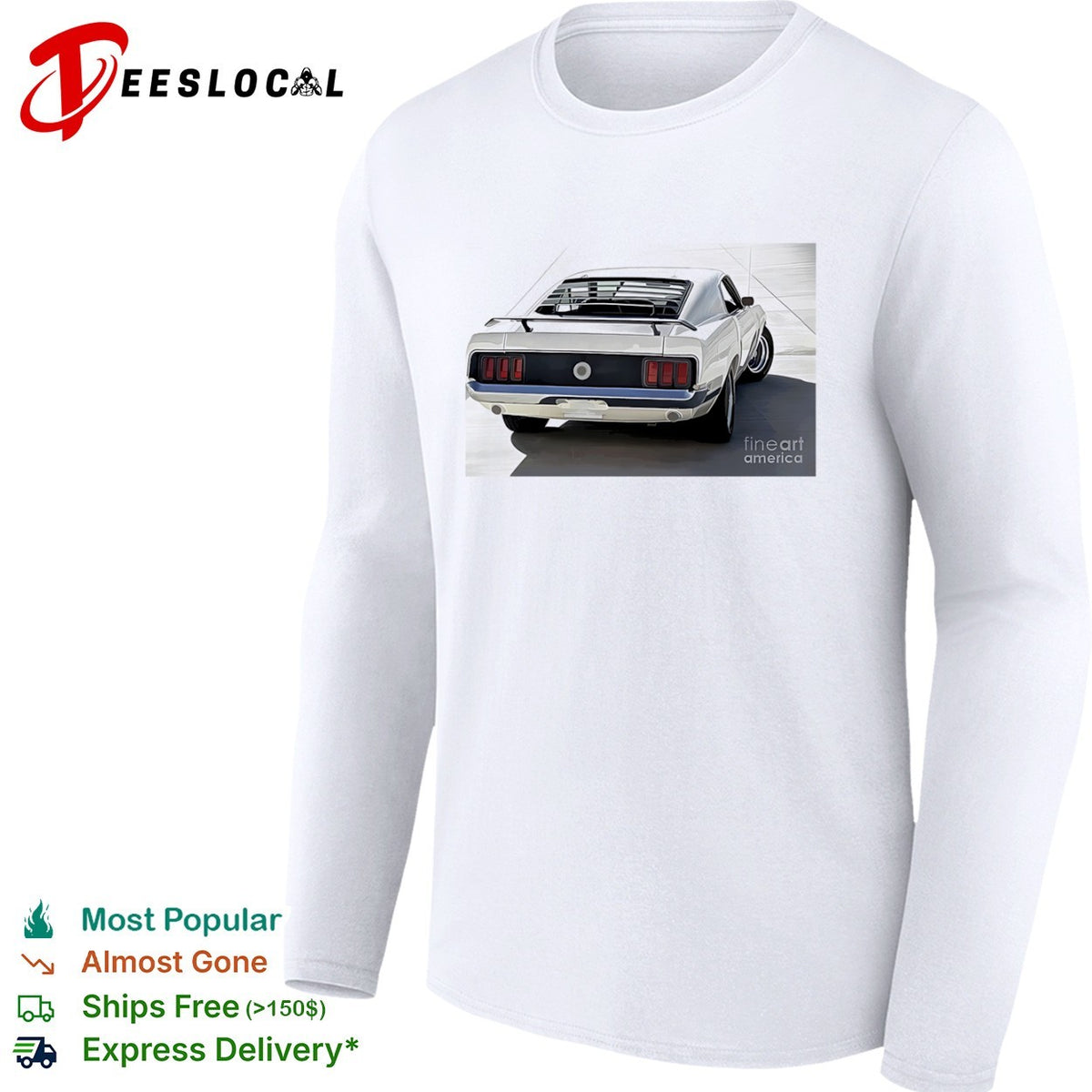 1969 Ford Mustang Fastback Classic Muscle Car Rear View shirt
