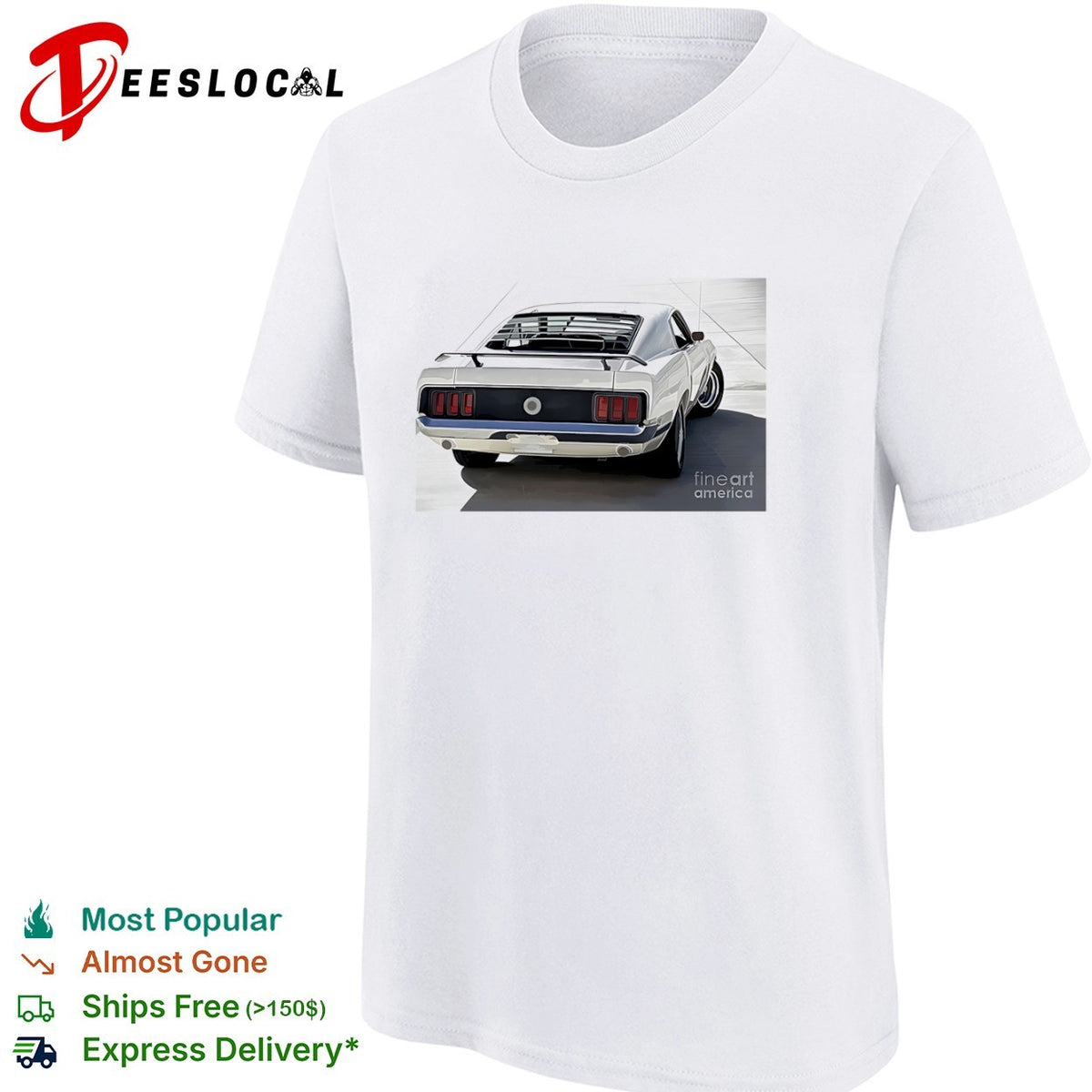 1969 Ford Mustang Fastback Classic Muscle Car Rear View shirt