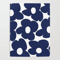 Large Dark Blueberry Blue Retro Flowers White Background #decor #society6 #buyart Poster Gallery Image 4