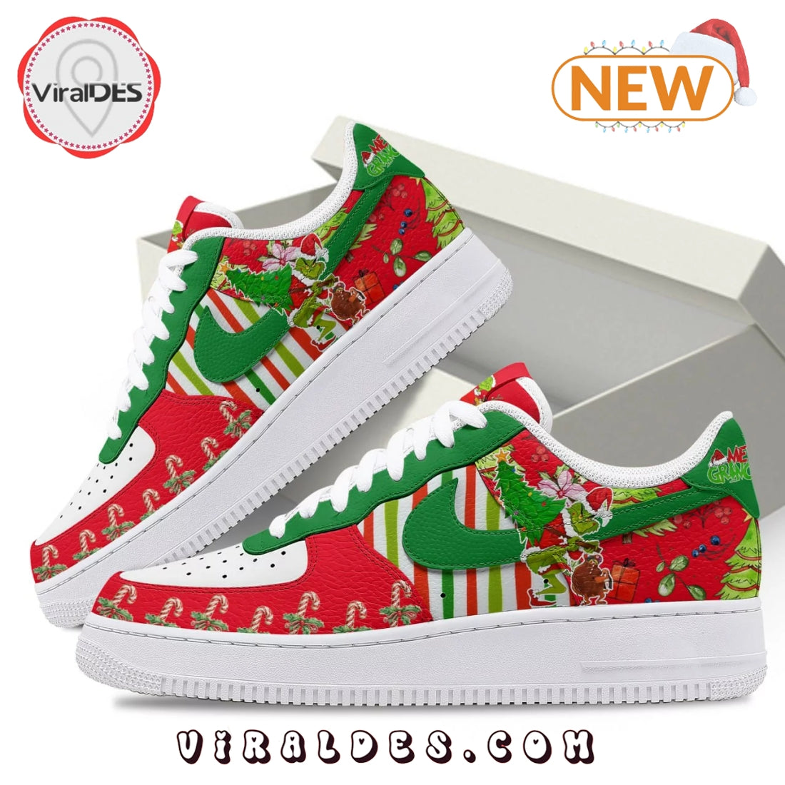 2024 Merry Grinchmas Christmas Air Force 1 Sneakers