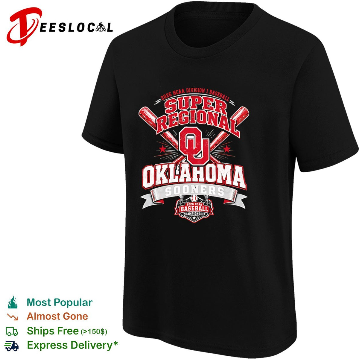 2025 NCAA Division I Baseball Super Regional Oklahoma Sooners 2026 Championship shirt