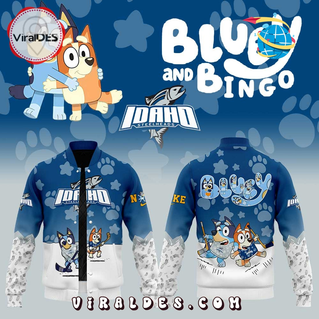 2025 Idaho Steelheads x Bluey and Bingo Baseball Jacket