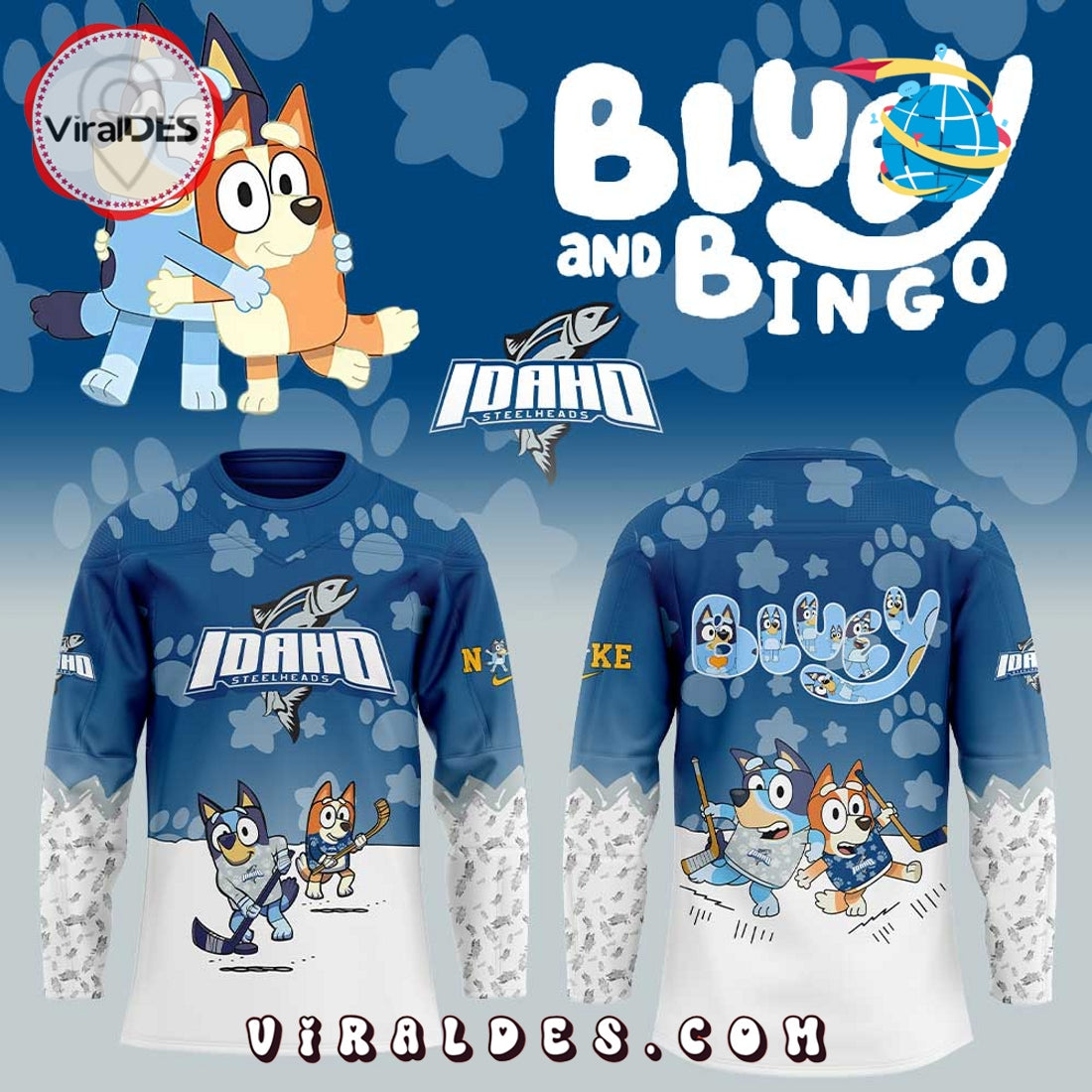 2025 Idaho Steelheads x Bluey and Bingo Hockey Jersey