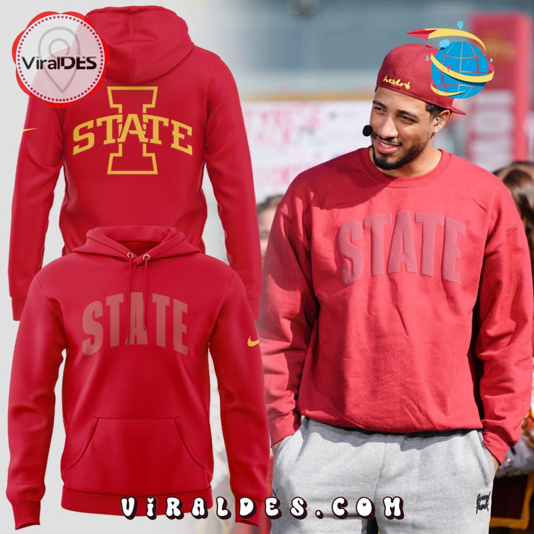 2025 Iowa State Cyclones Football Red Hoodie
