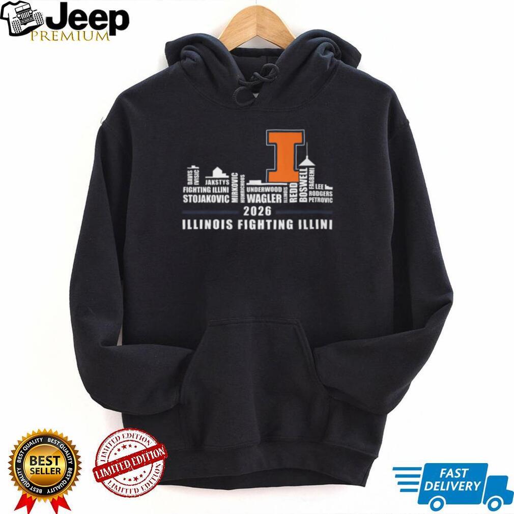 2026 Illinois Fighting Illini Basketball Team Skyline T Shirt