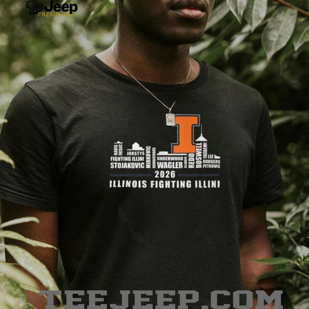 2026 Illinois Fighting Illini Basketball Team Skyline T Shirt