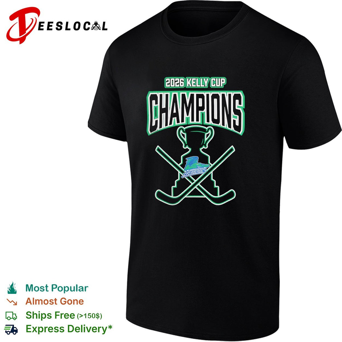 2026 Kelly Cup Champions Florida Everblades Hockey Team Trophy Logo Event shirt