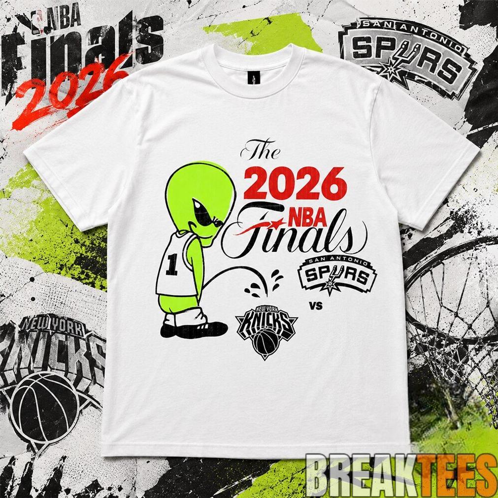 2026 NBA Finals Spurs Wemby Alien Pee On Knicks Shirt