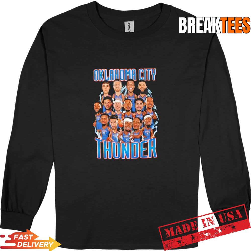 2026 NBA Playoffs Oklahoma City Thunder Basketball Players Caricatures T-Shirt