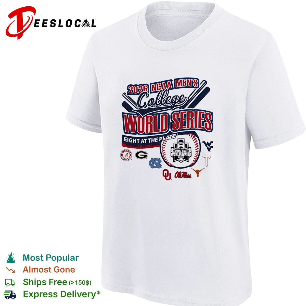 2026 NCAA College World Series Eight at the Plate Alabama Georgia North Carolina shirt