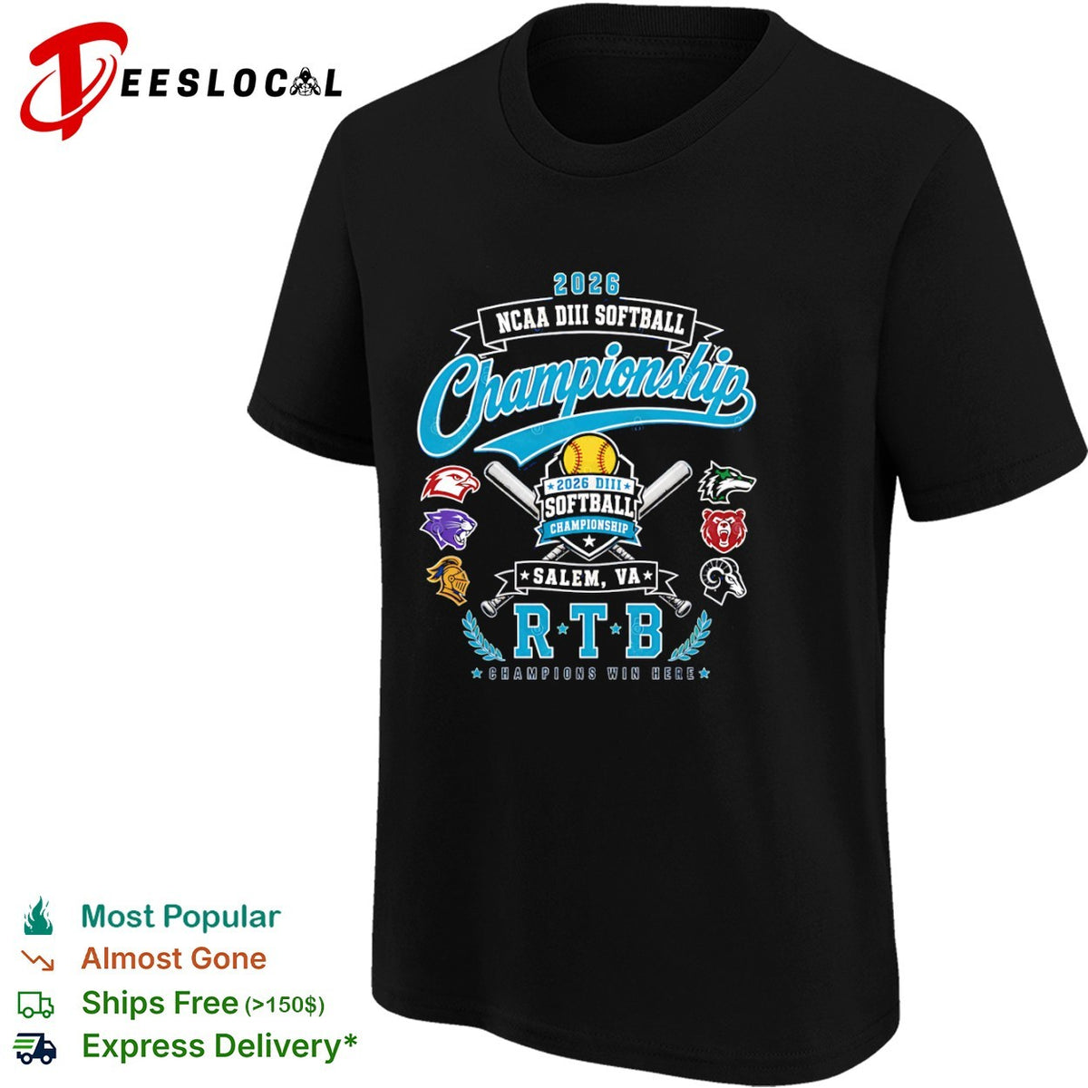 2026 NCAA DIII Softball Championship Salem VA RTB Champions Win Here softball shirt
