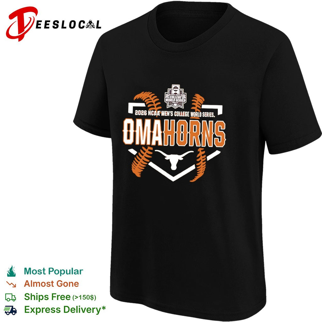 2026 NCAA Men’s College World Series Omahorns Texas Longhorns Baseball Logo shirt