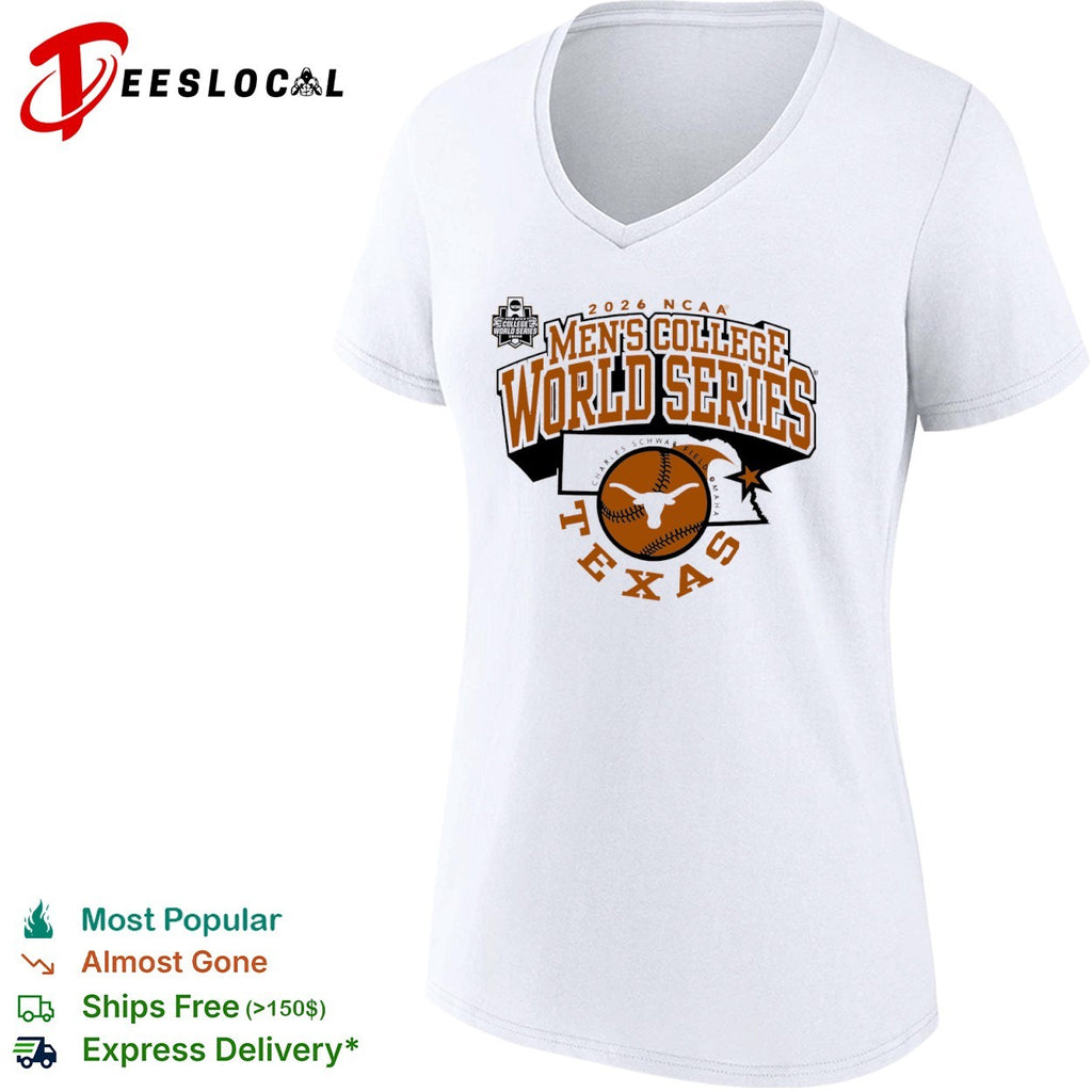2026 NCAA Men’s College World Series Texas Longhorns Charles Schwab Field shirt