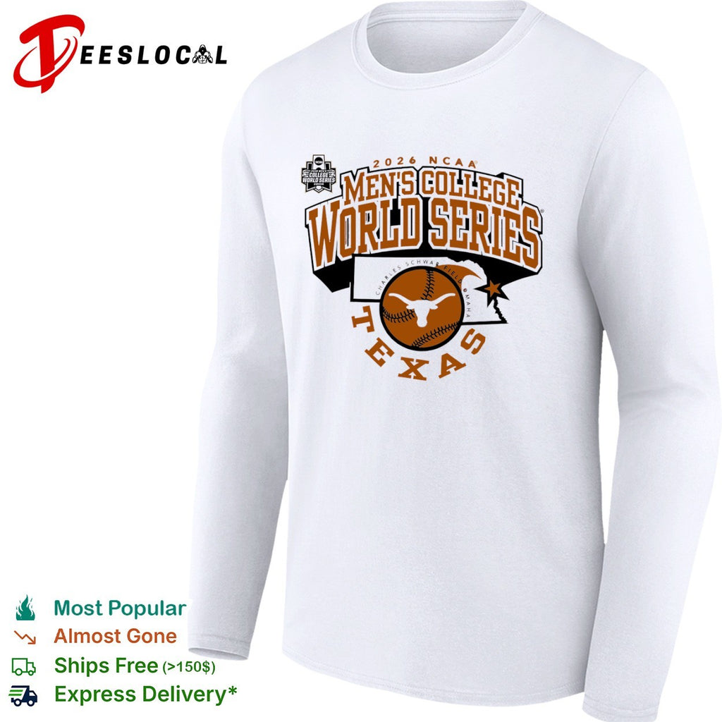 2026 NCAA Men’s College World Series Texas Longhorns Charles Schwab Field shirt