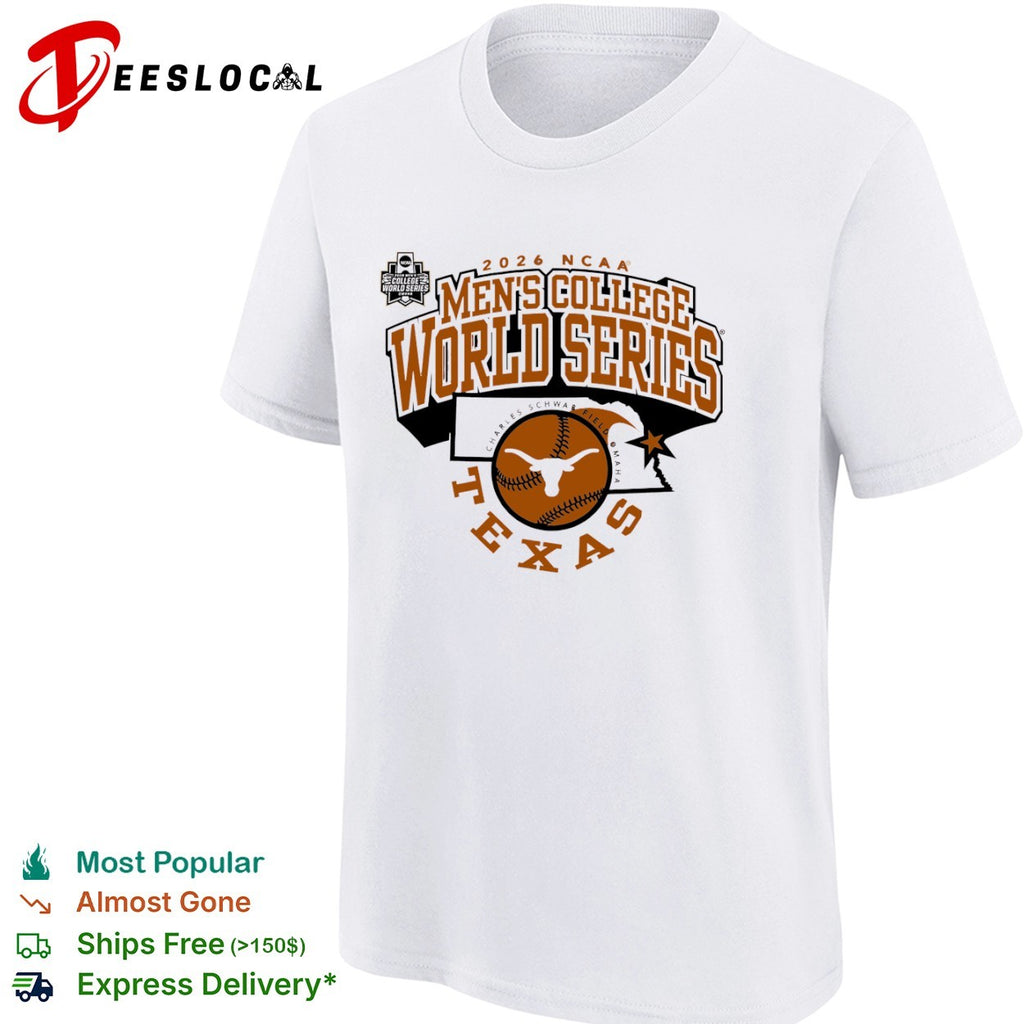 2026 NCAA Men’s College World Series Texas Longhorns Charles Schwab Field shirt