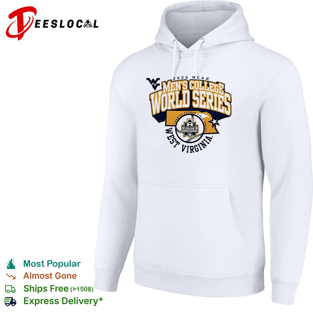 2026 NCAA Men’s College World Series West Virginia Mountaineers Omaha baseball shirt