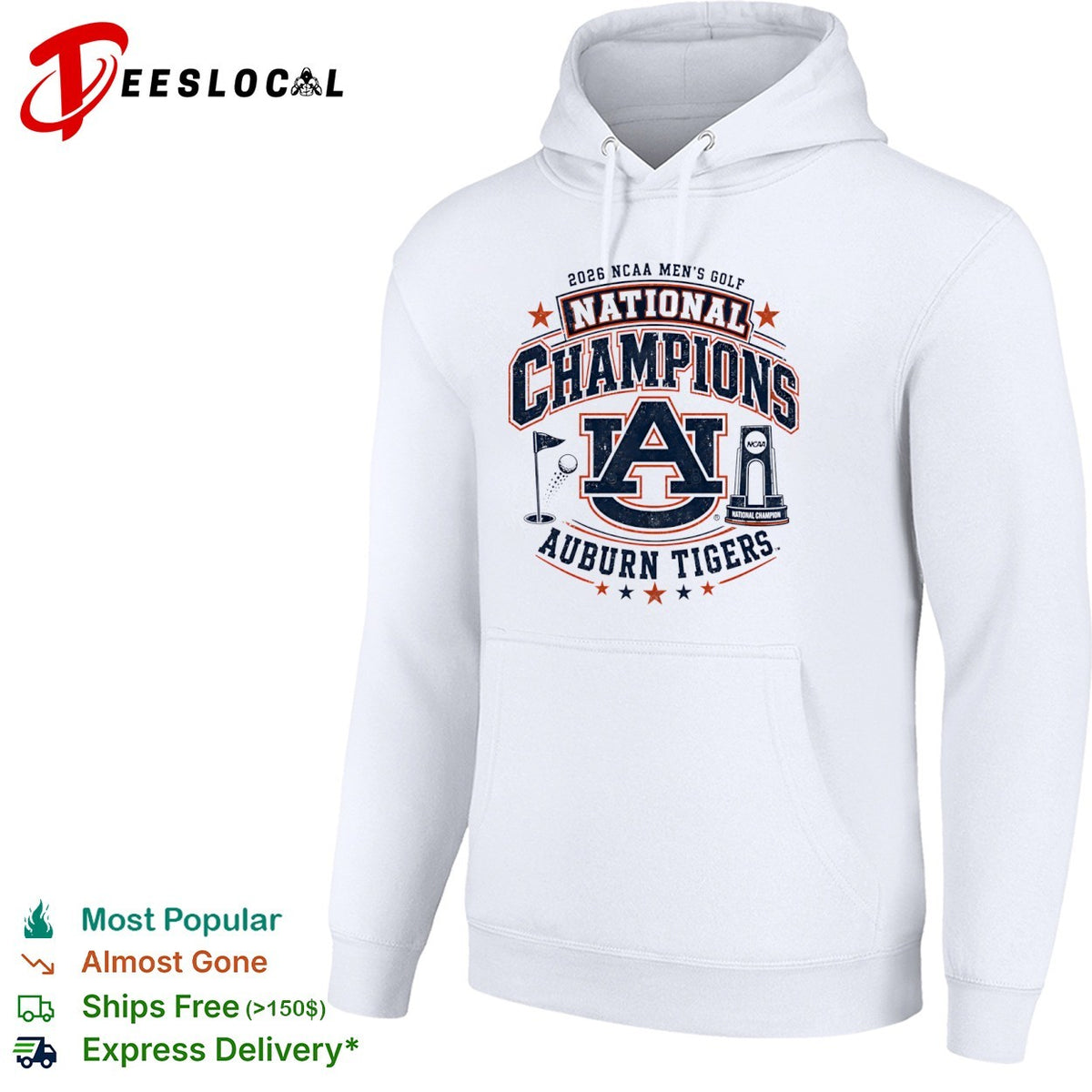2026 NCAA Men’s Golf National Champions Auburn Tigers Logo Trophy Golf Ball shirt