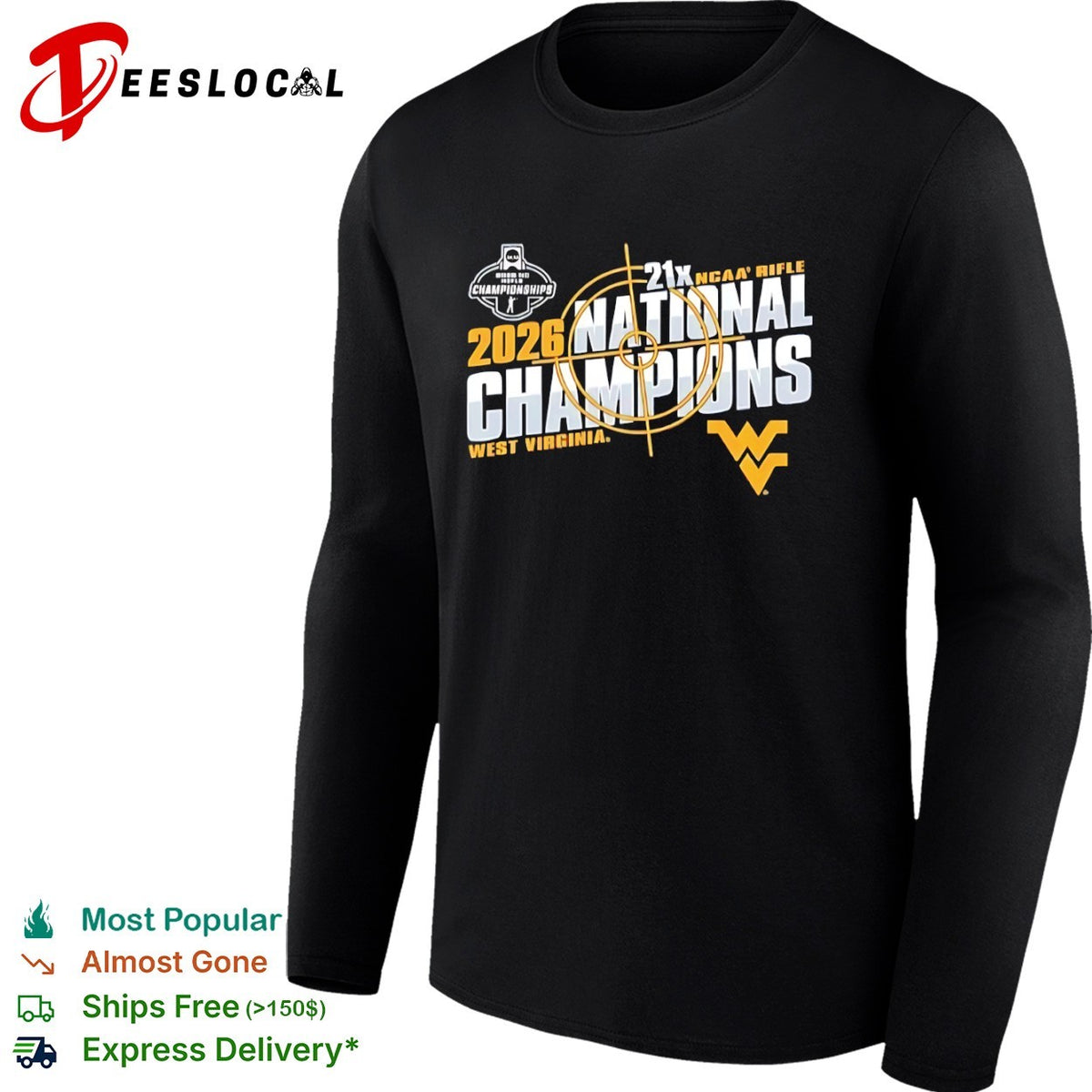 2026 West Virginia Mountaineers 21x NCAA Rifle National Champions logo shirt