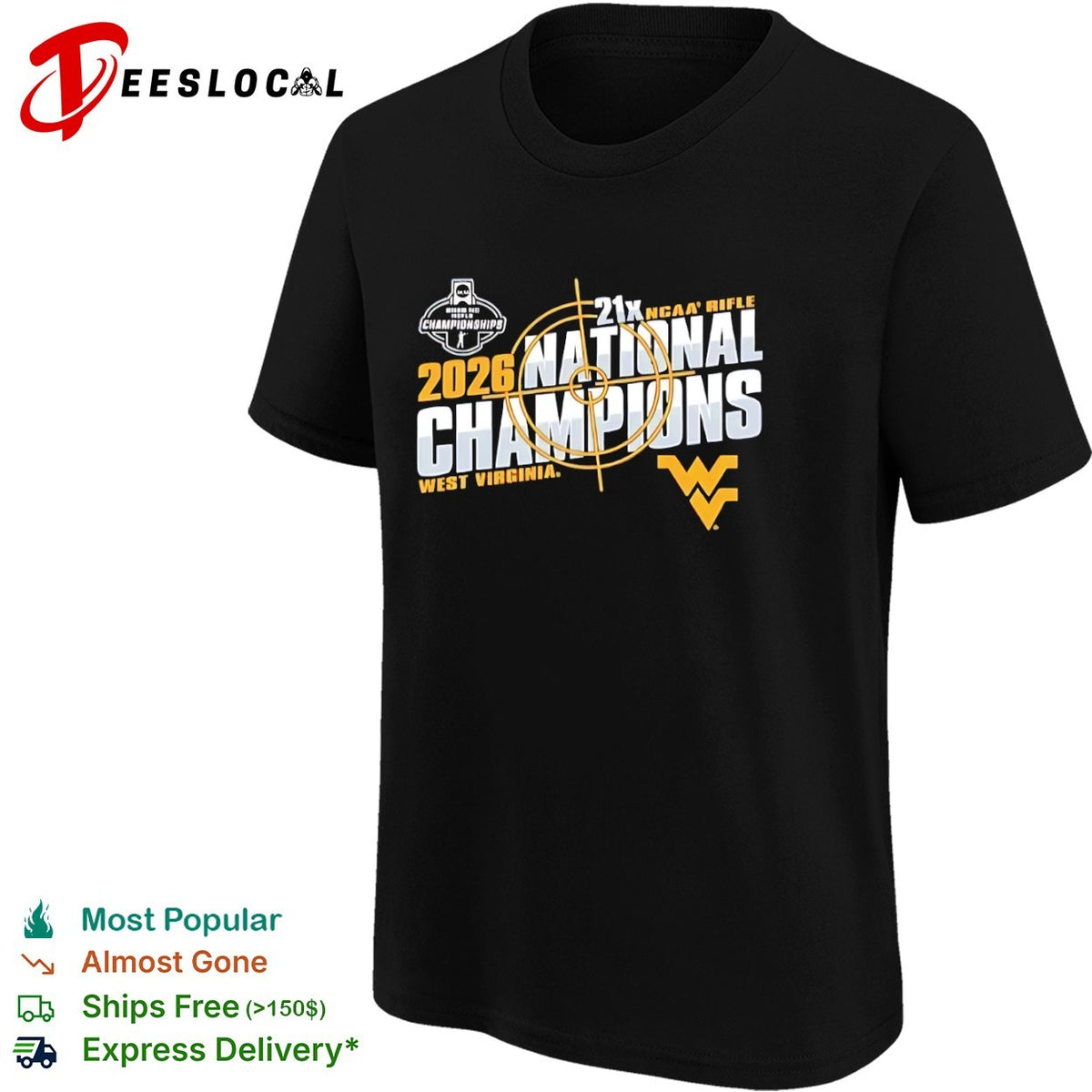 2026 West Virginia Mountaineers 21x NCAA Rifle National Champions logo shirt