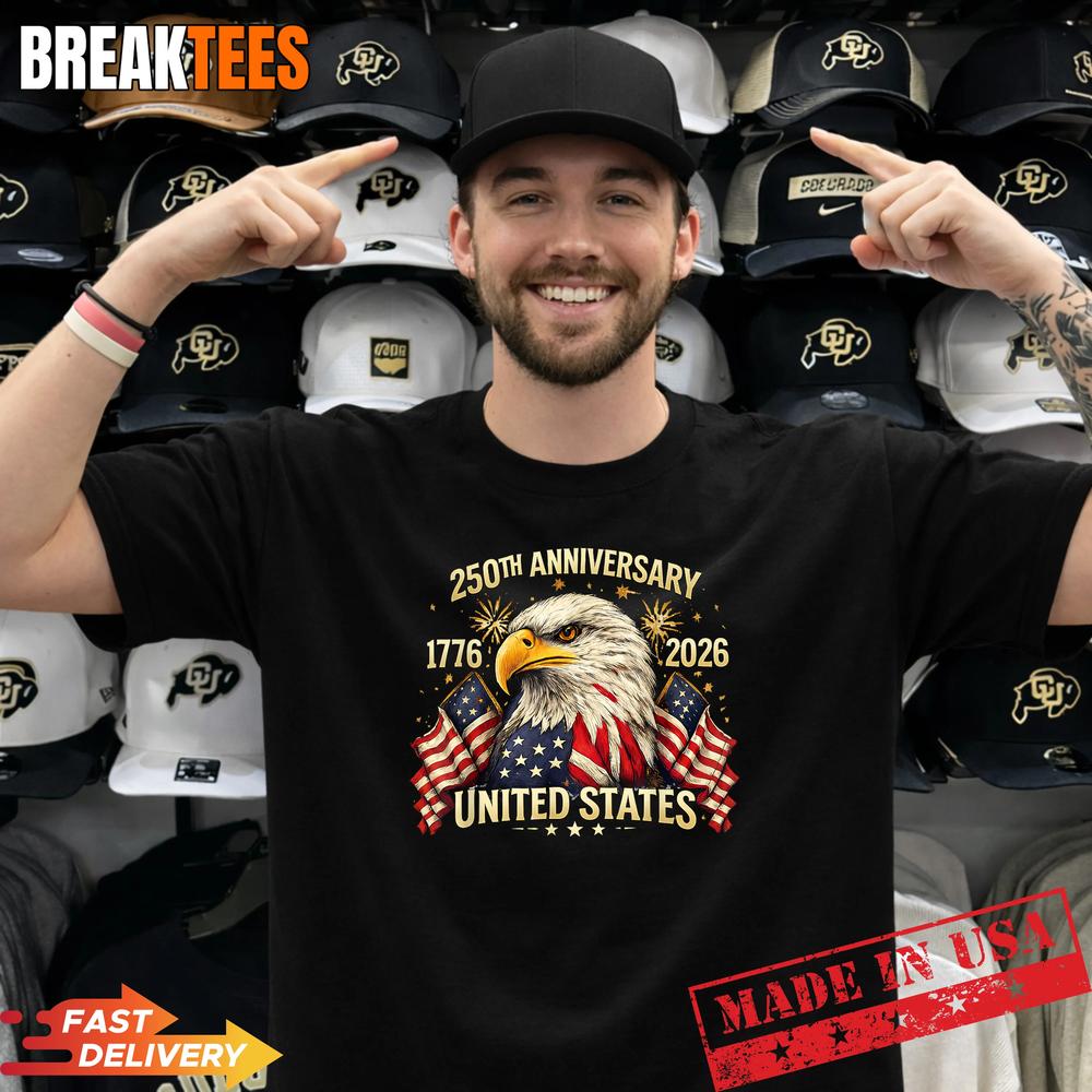 250 Years American Anniversary 1776-2026 USA Flag T-Shirt