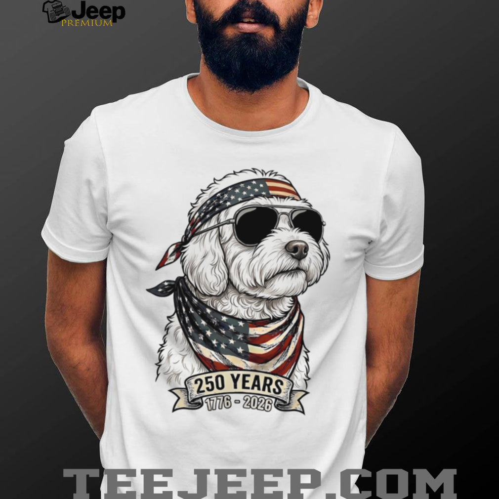 250 Years USA Doodle Dog American Flag Bandana Shirt