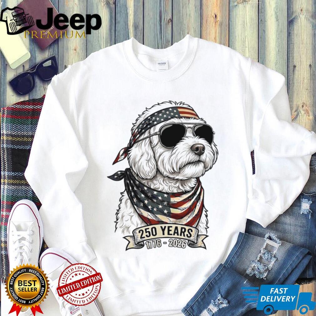 250 Years USA Doodle Dog American Flag Bandana Shirt