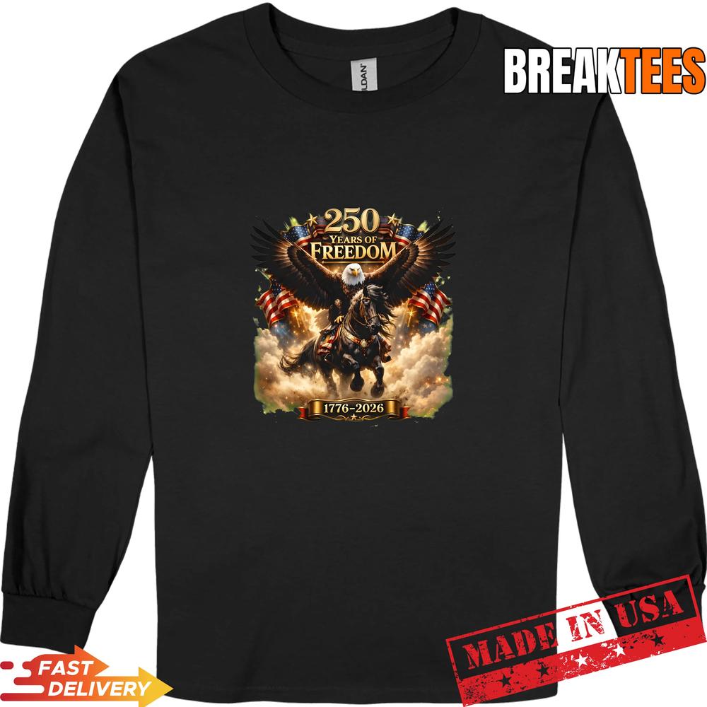 250 Years of Freedom 1776-2026 Patriotic American Eagle Horse USA Semiquincentennial T-Shirt
