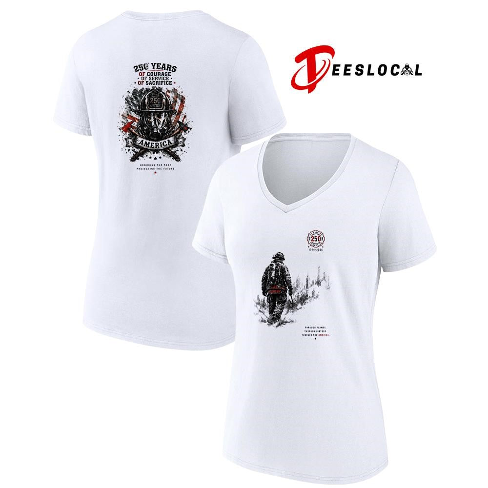 250 fire dept through flames through history forever for America graphic shirt