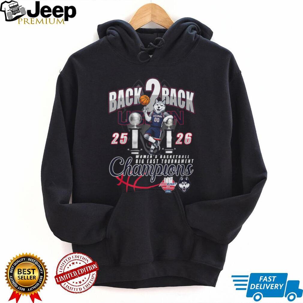 UConn Huskies Women’s Basketball Back 2 Back Big East Champions 2025 2026 T Shirt