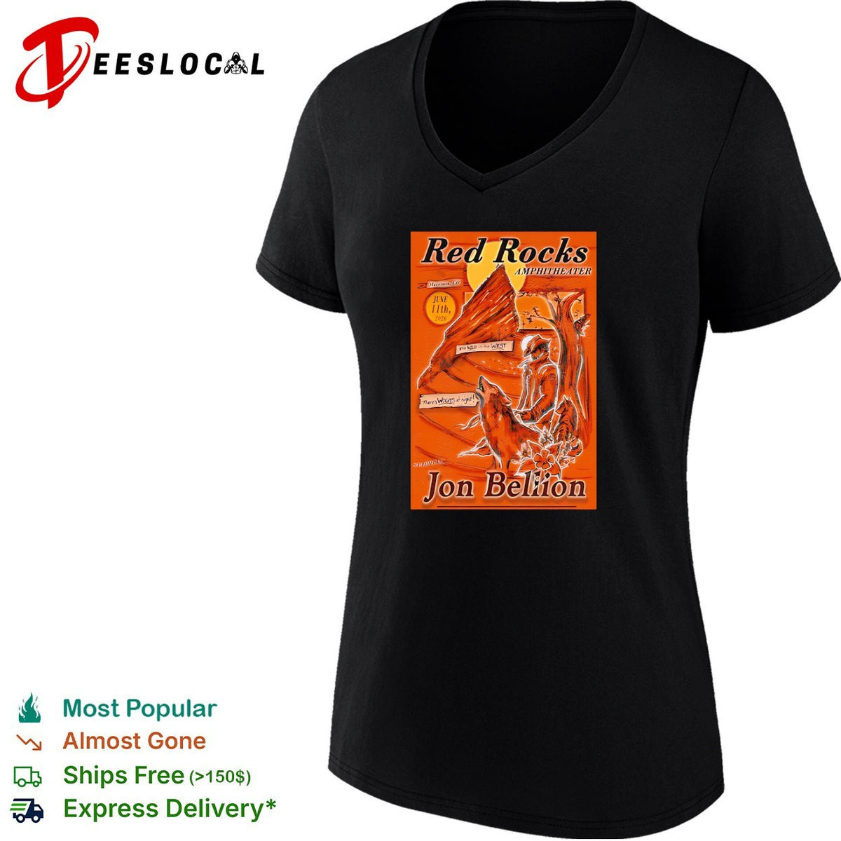 Red Rocks Amphitheater concert poster cowboy deer art June 2026 shirt