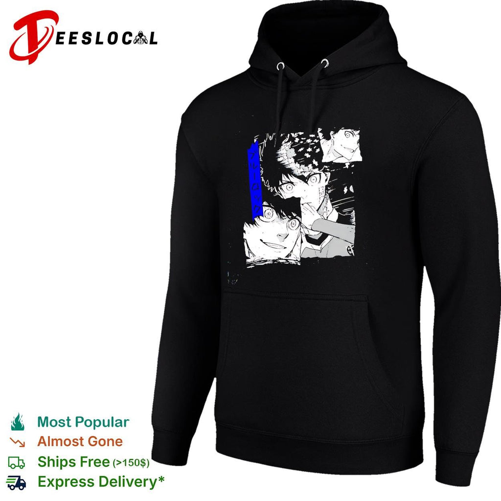 Blue Lock manga panel collage intense eyes black and white illustration shirt