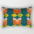 retro tulips teal Rectangular Pillow Gallery Image 2