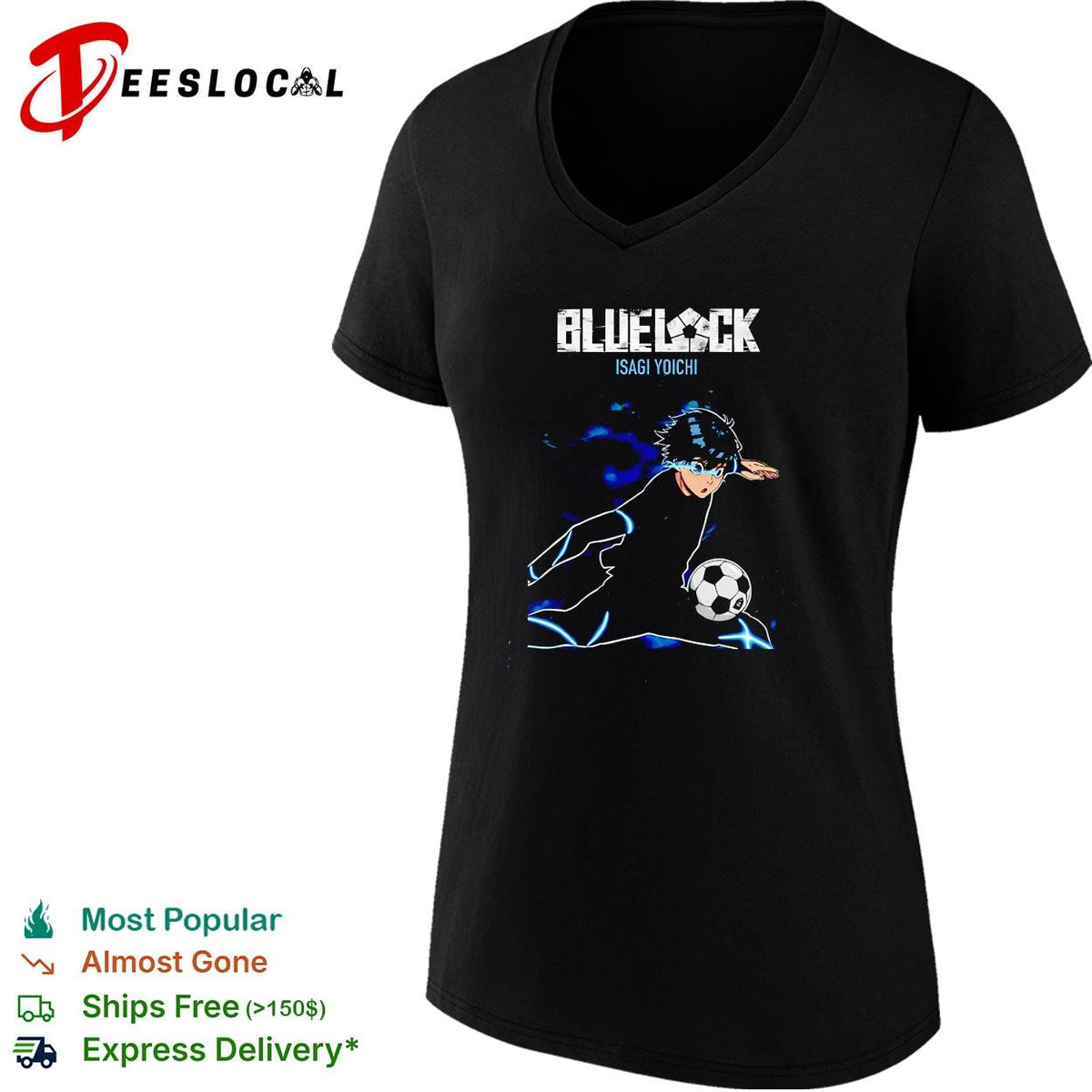 Blue Lock Isagi Yoichi silhouette kicking soccer ball illustration poster shirt