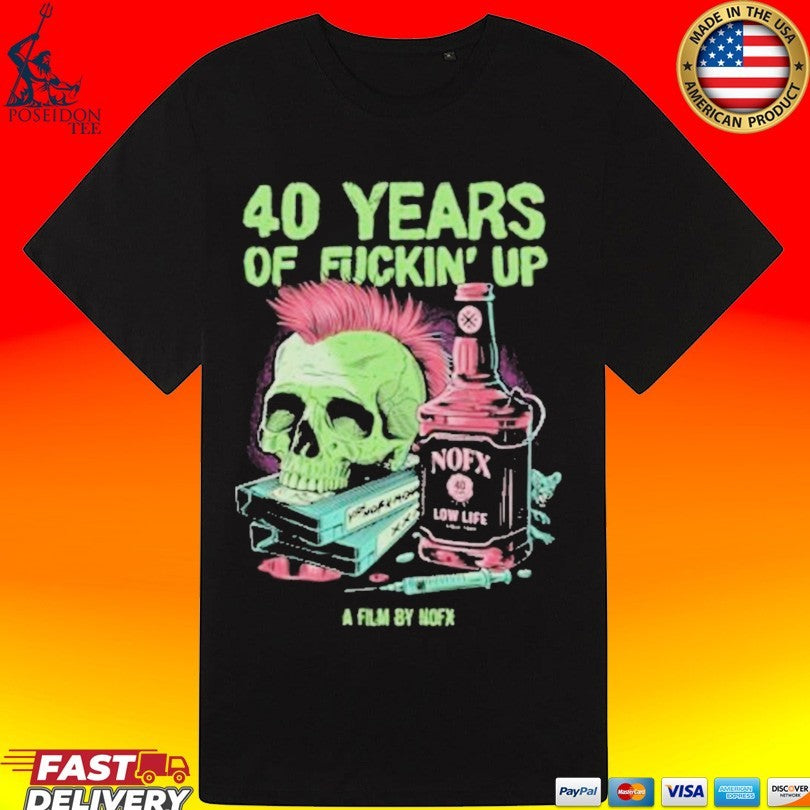 40 Years Of Fuckinup Bottle Skull T-shirt