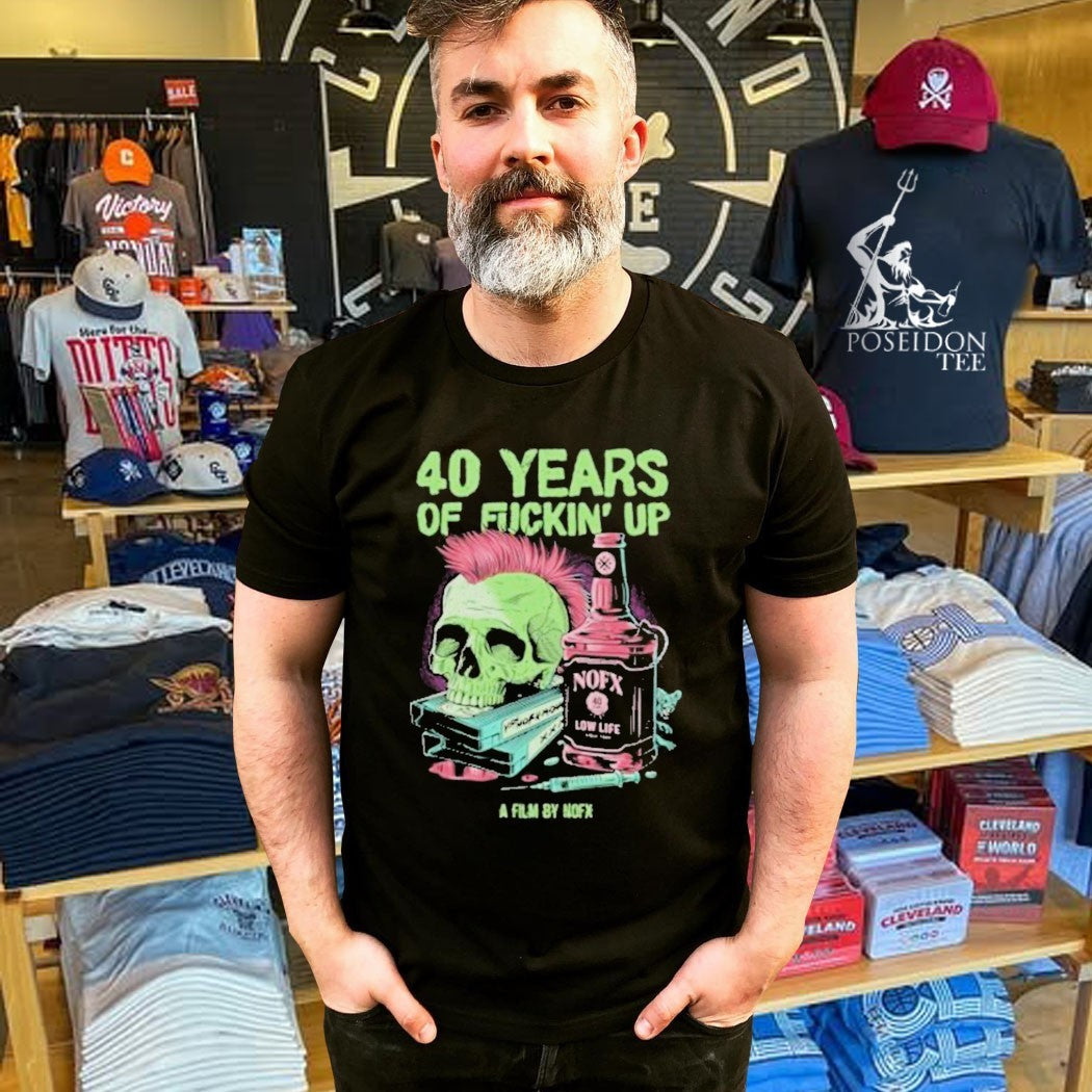 40 Years Of Fuckinup Bottle Skull T-shirt