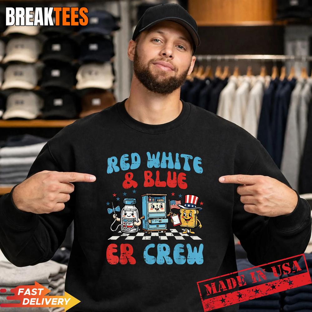 4th of July Red White Blue ER Crew T-Shirt