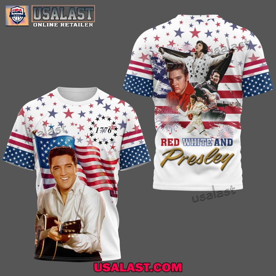 4th of July Red White And Elvis Presley 3D Shirt