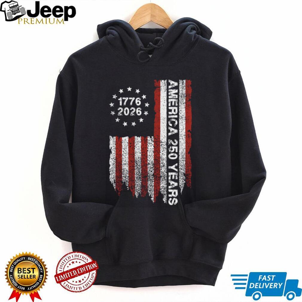 America 250 Years 1776 2026 Vertical Distressed Flag T Shirt