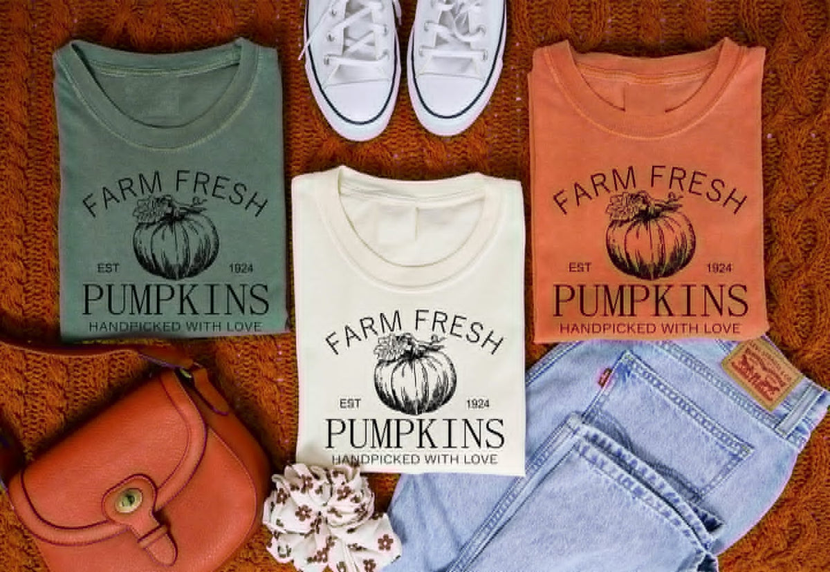 Farm Fresh Pumpkins Vintage Fall Comfort Colors Graphic Tee
