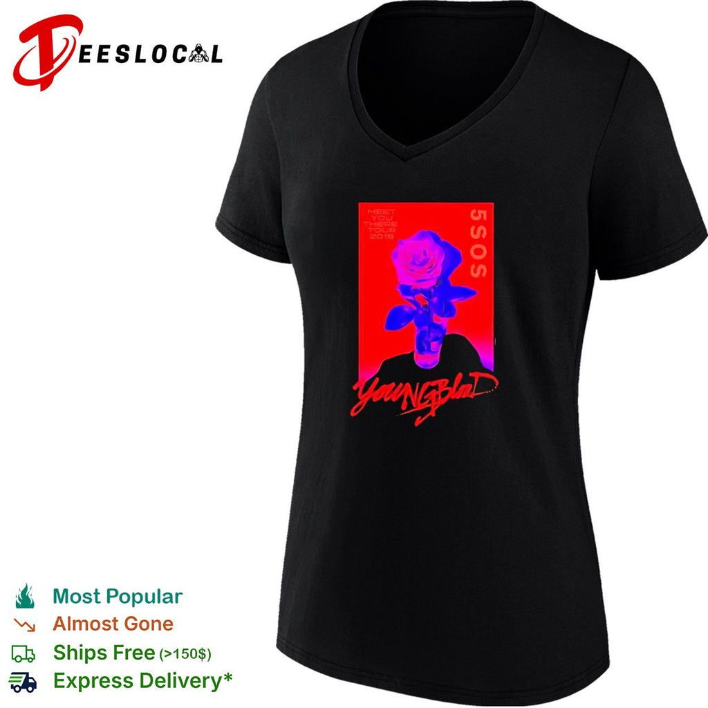 5SOS Meet You There Tour 2018 Youngblood Rose Red Aesthetic Band Concert Music shirt