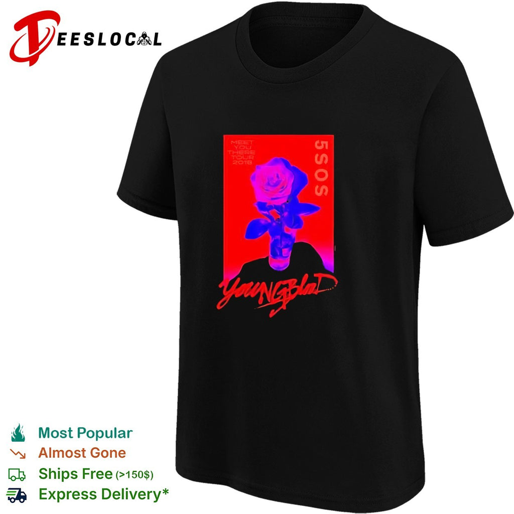 5SOS Meet You There Tour 2018 Youngblood Rose Red Aesthetic Band Concert Music shirt