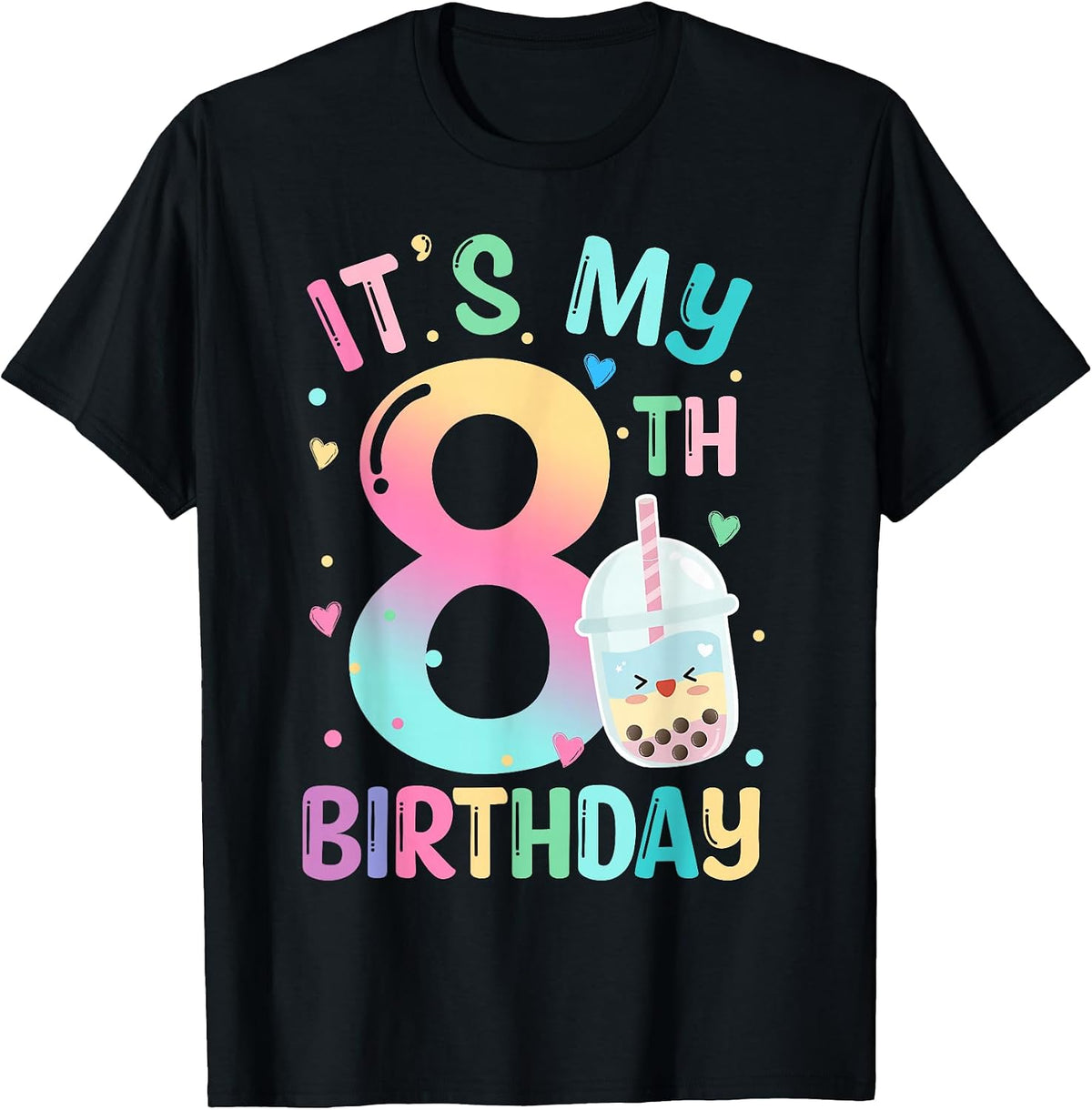 Cute Boba Milk Tea Birthday Girl 8 Year Old Gift