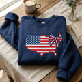 Embroidered Retro USA Map Sweatshirt, Patriotic 4th of July Flag Tee