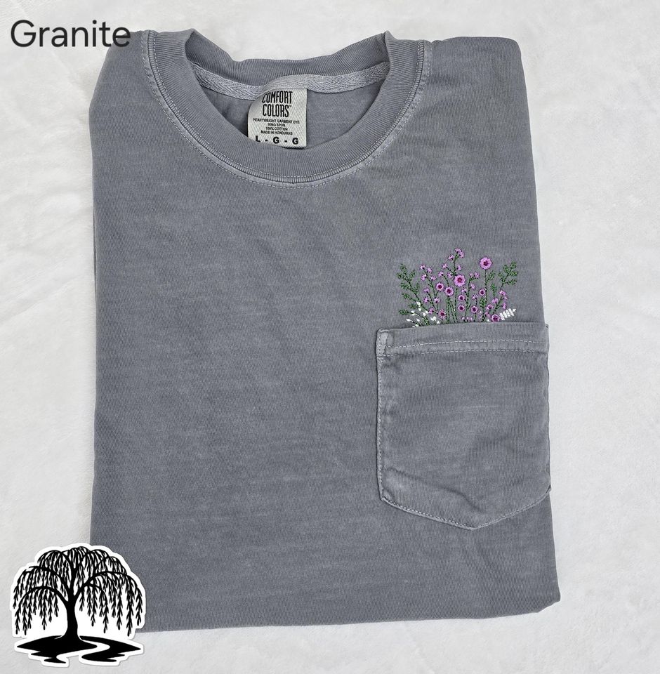Embroidered Wildflower Pocket T-Shirt