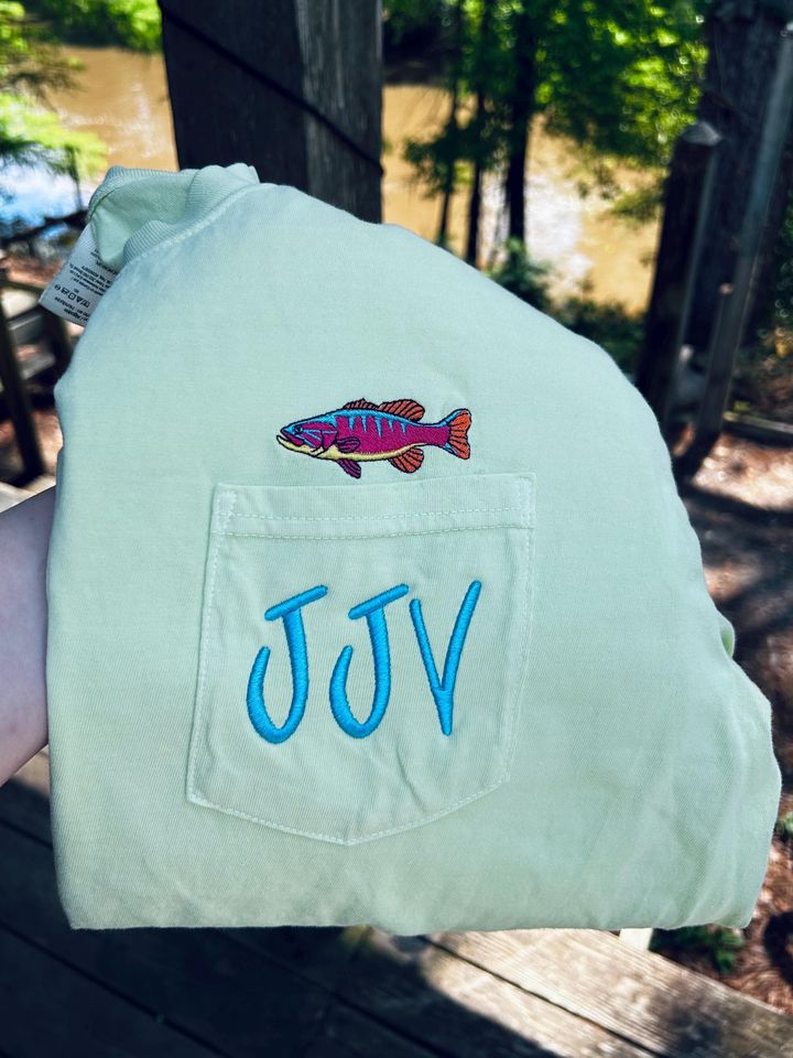 Custom Embroidered Fish Pocket T-Shirt